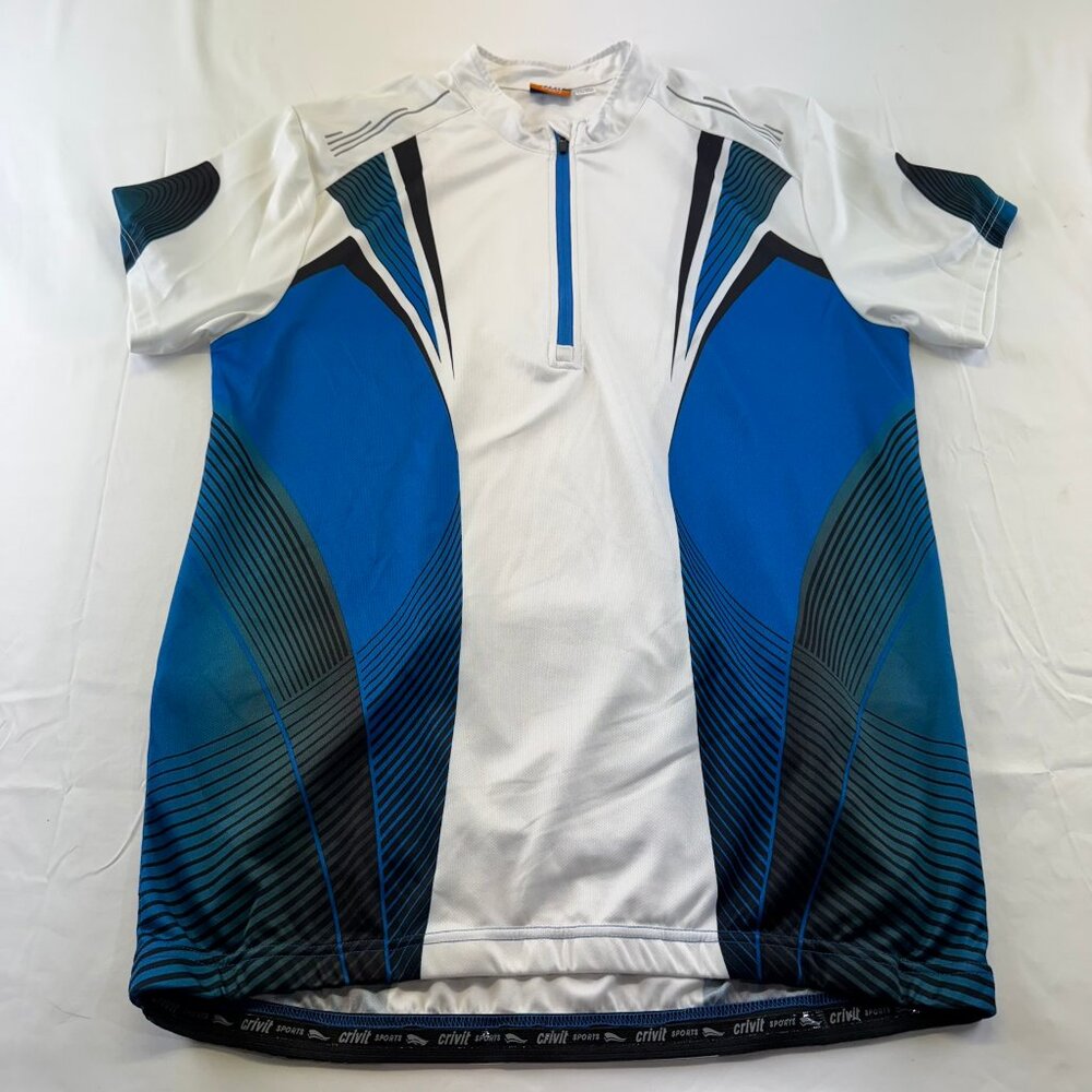 CRIVIT White/Blue Cycling Shirt Jersey Sports Bike Size Men's XL Breathable